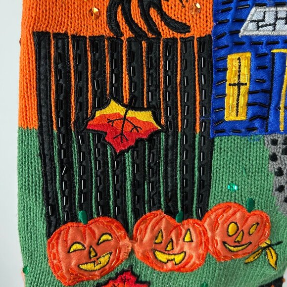 Vintage Basic Editions Halloween Sweater Vest Beaded Size XL Women's - Picture 6 of 10